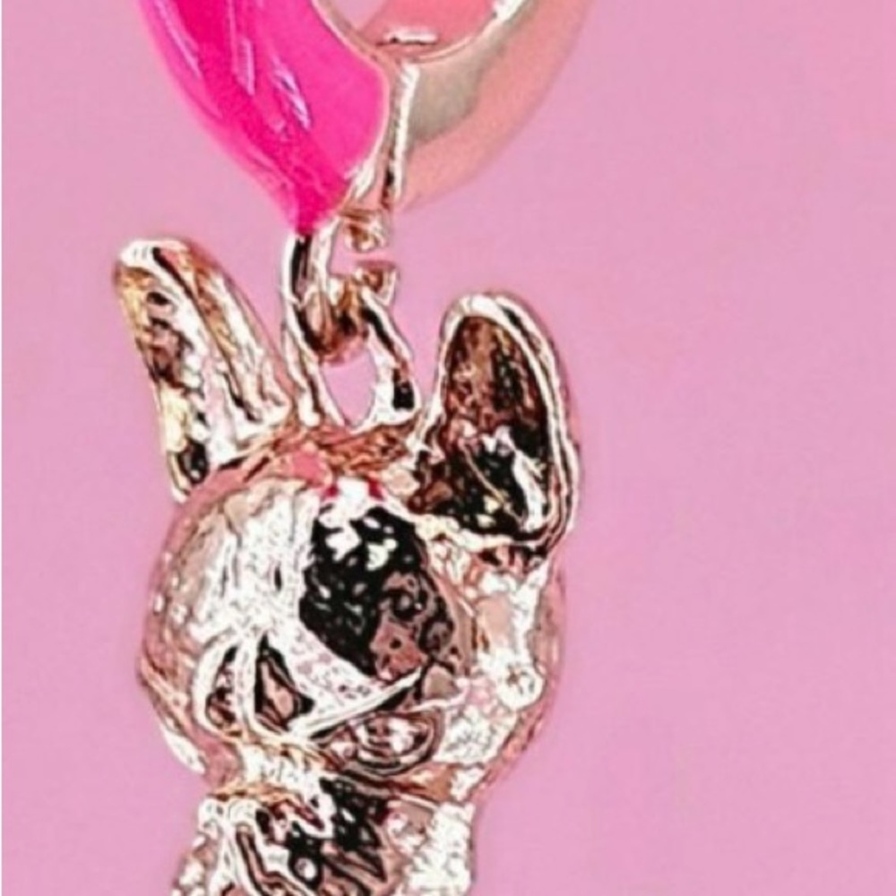 Betsey Johnson Frenchie Pink and Gold Earrings